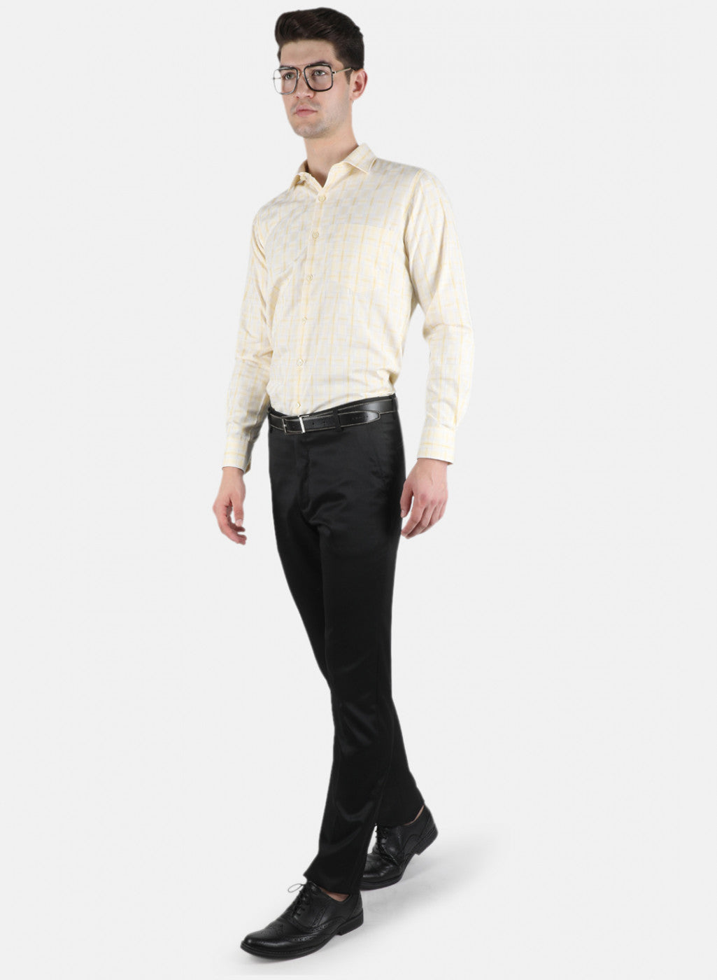 Men Yellow Check Shirt