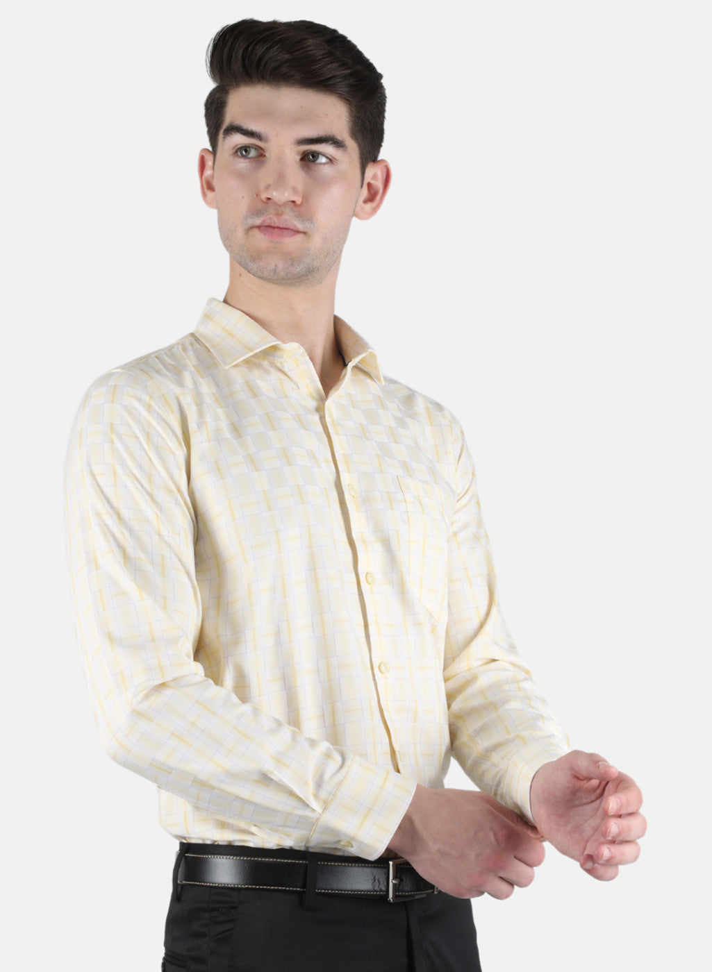 Men Yellow Check Shirt