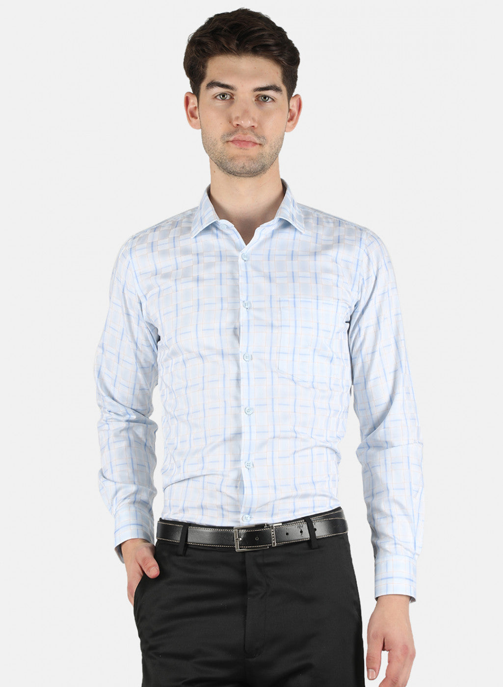 Men Blue Check Shirt