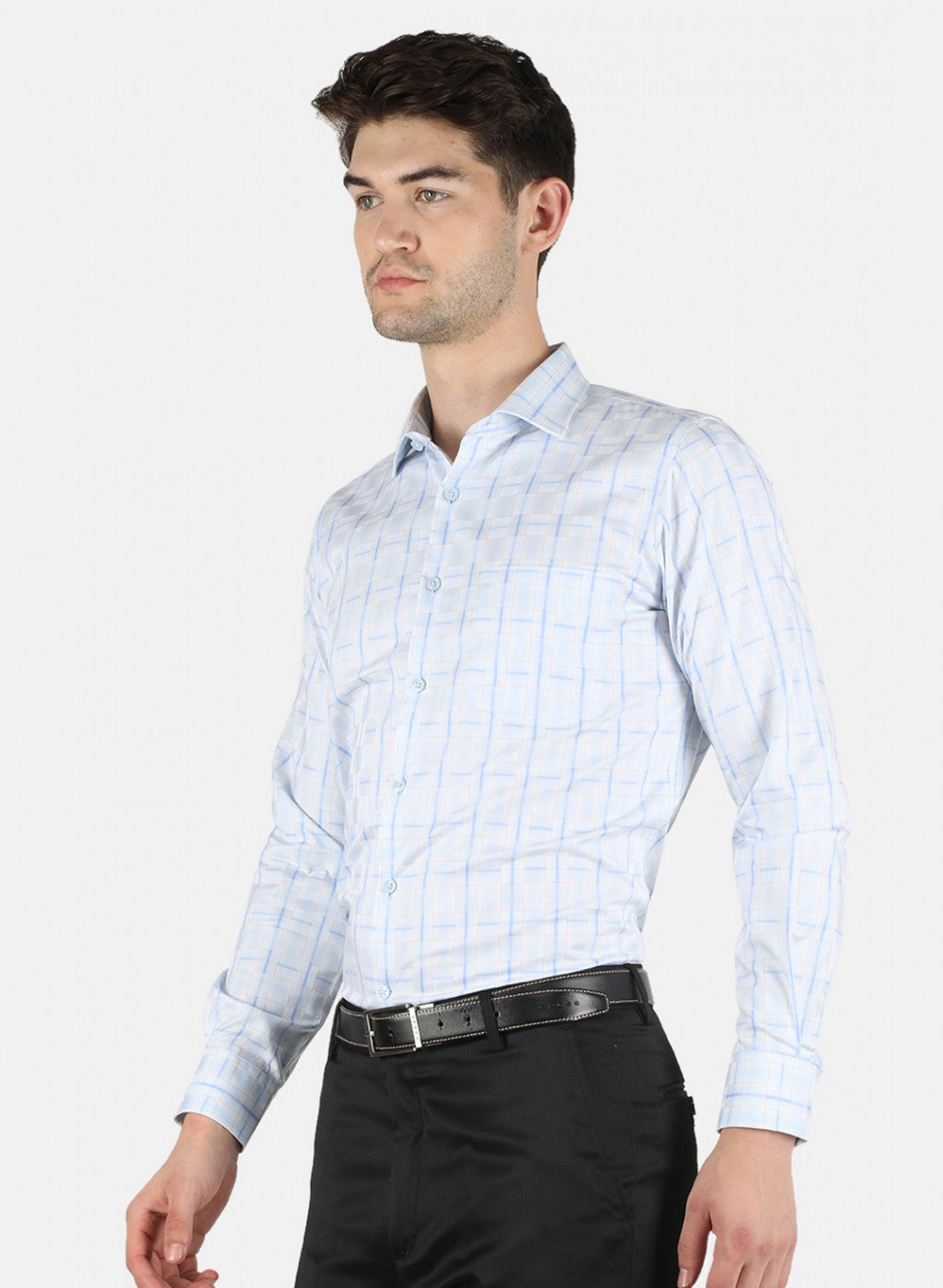 Men Blue Check Shirt