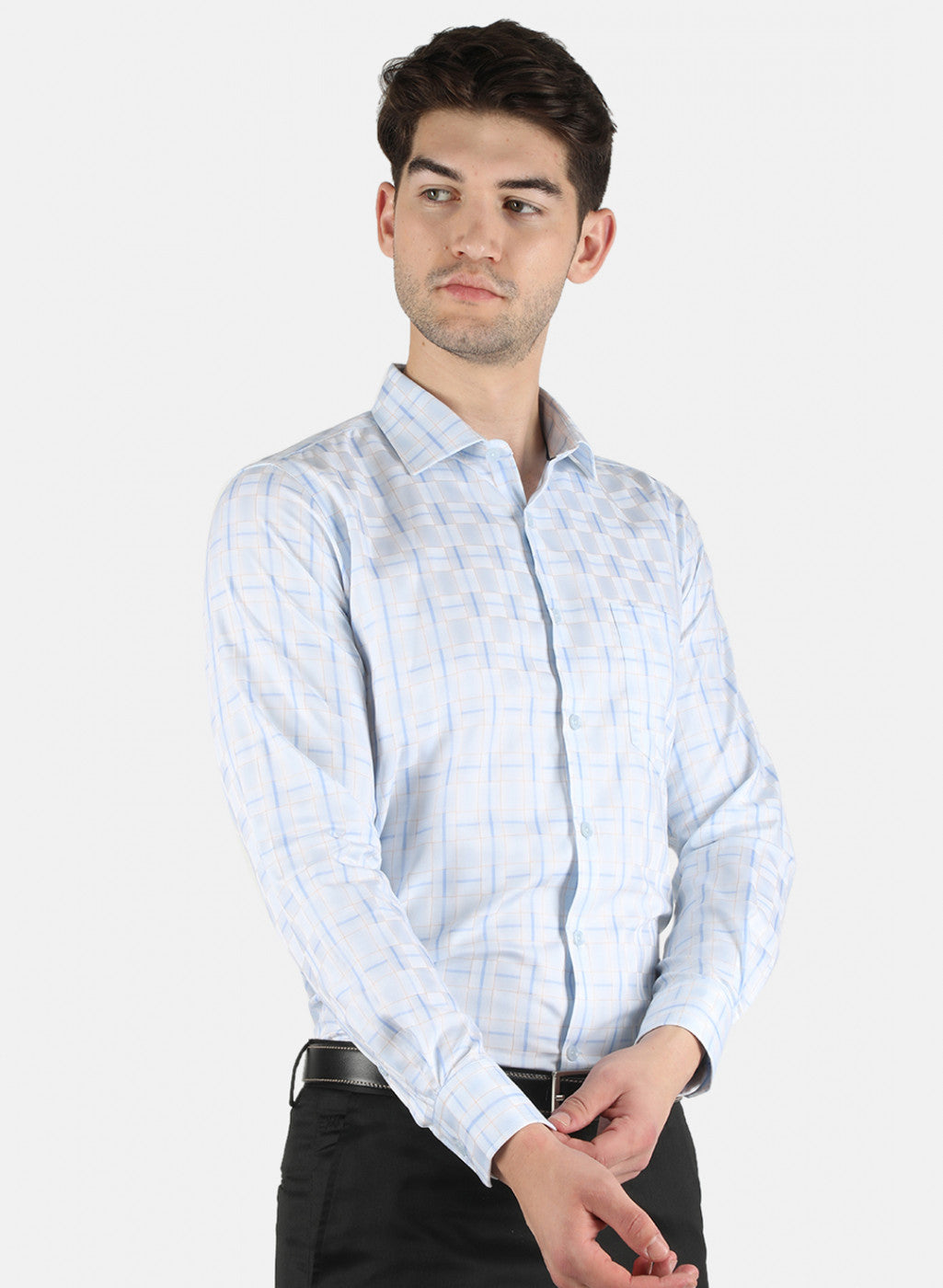 Men Blue Check Shirt