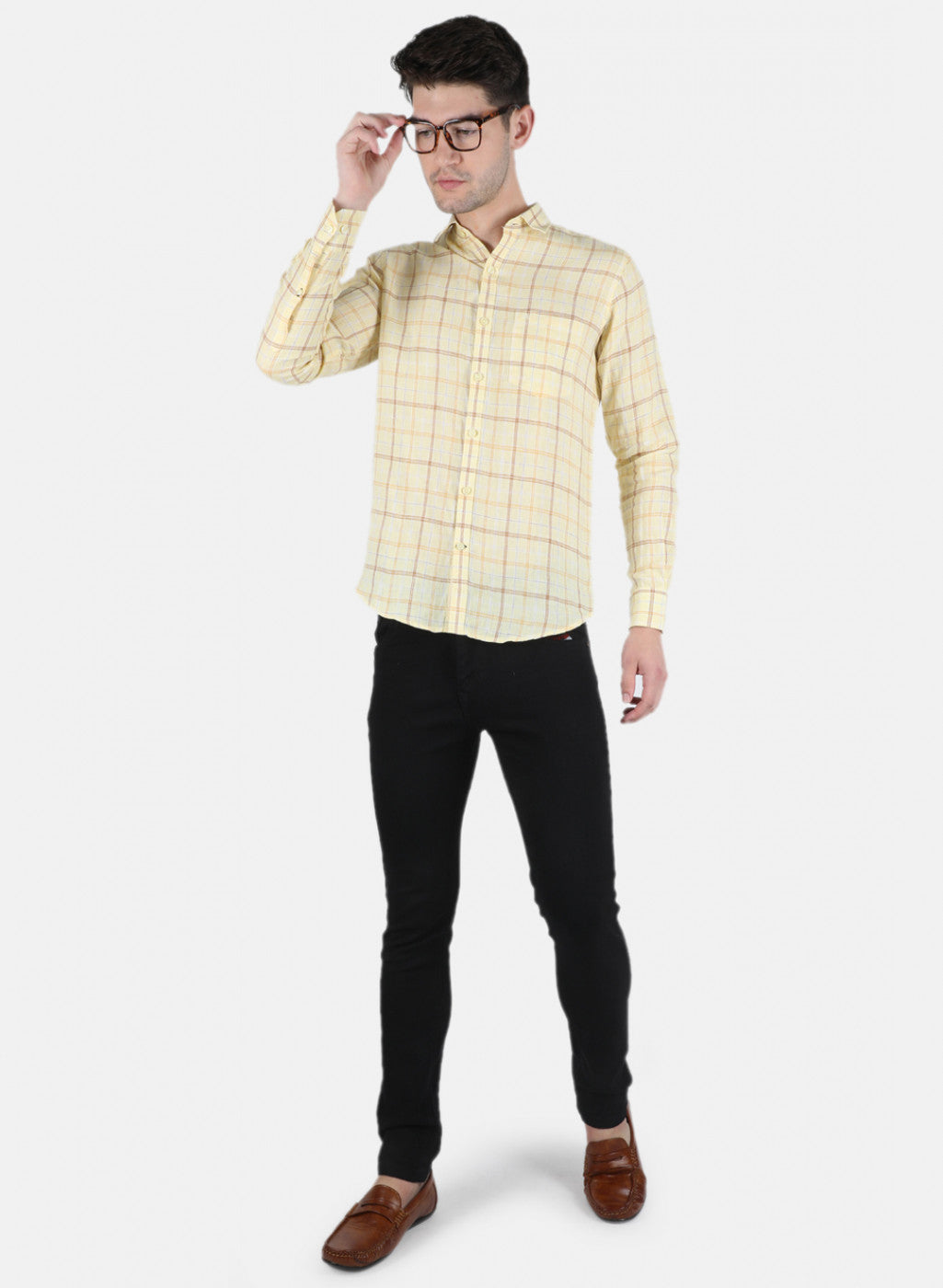 Men Yellow Check Shirt