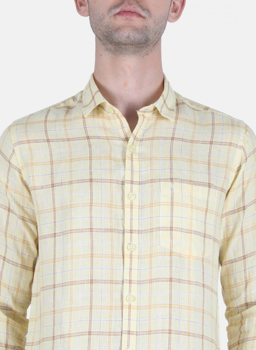 Men Yellow Check Shirt