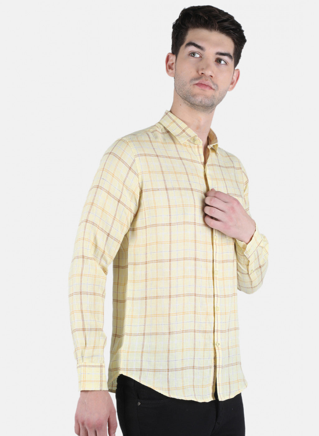 Men Yellow Check Shirt