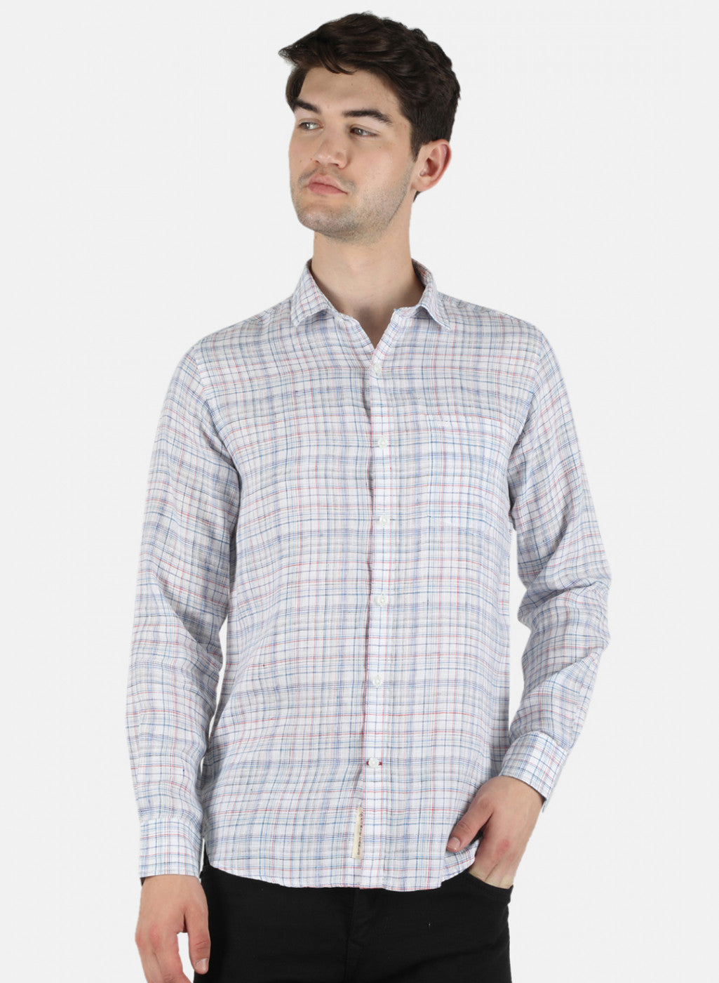 Men Blue Check Shirt