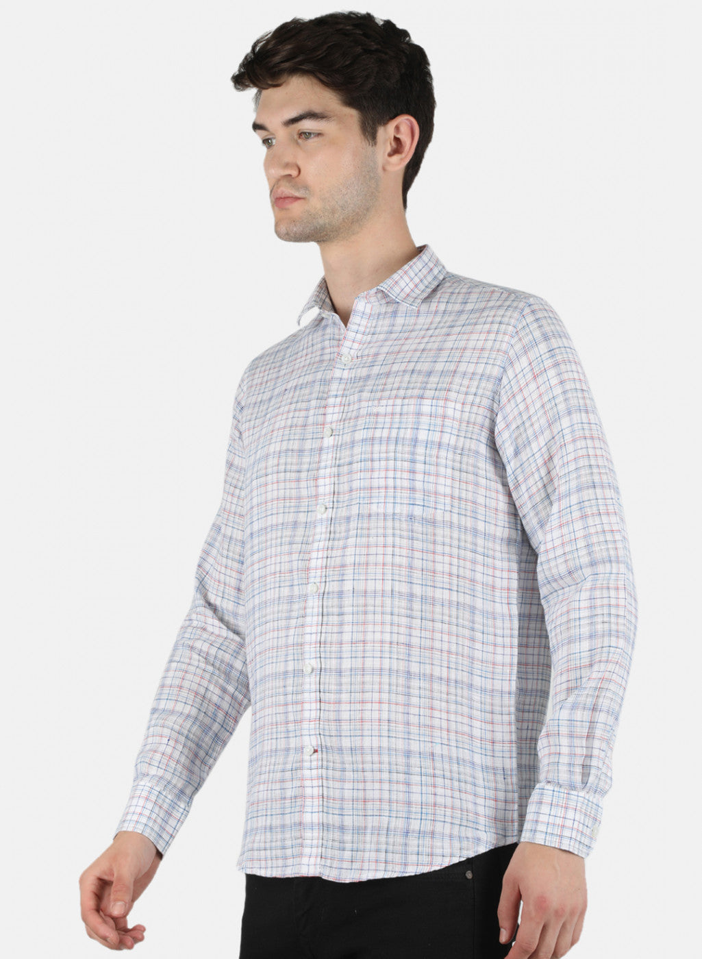 Men Blue Check Shirt