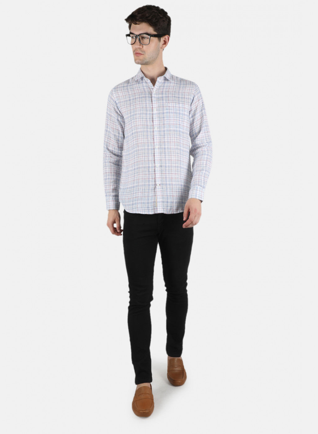 Men Blue Check Shirt