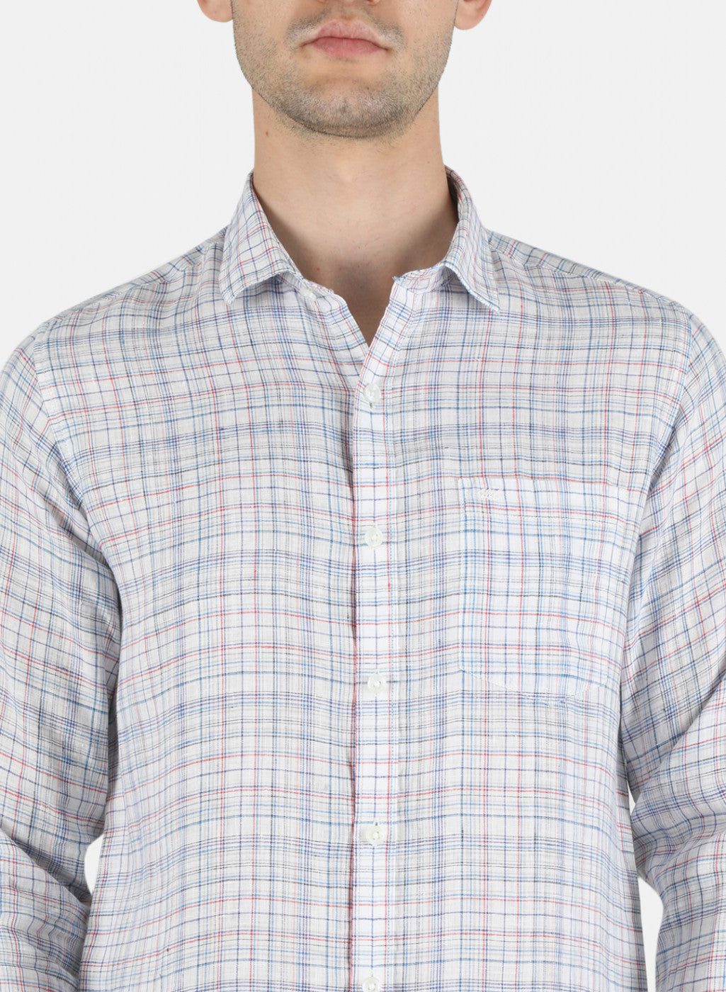 Men Blue Check Shirt