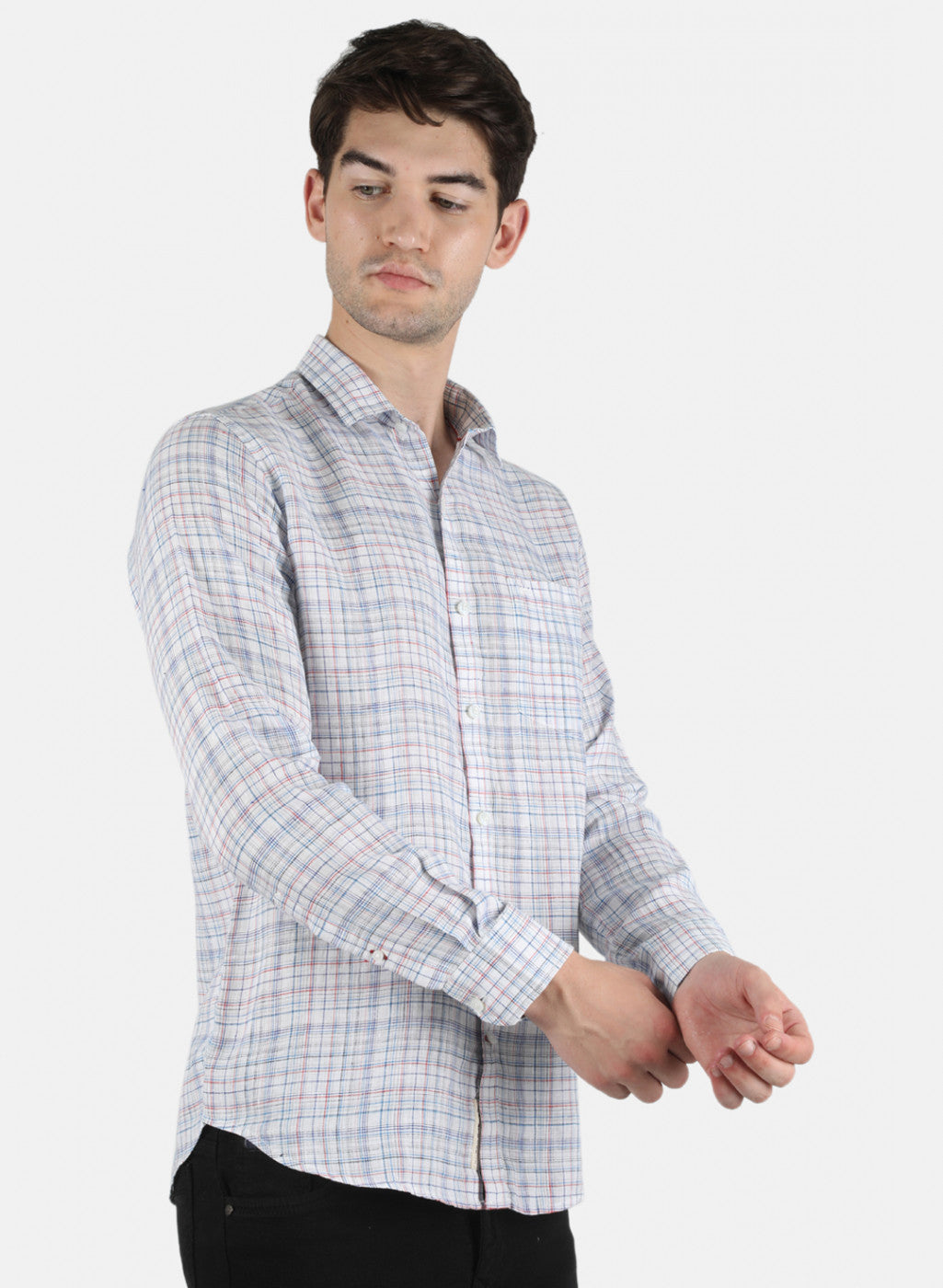 Men Blue Check Shirt