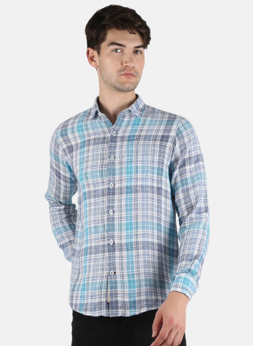 Men NAvy Blue Check Shirt