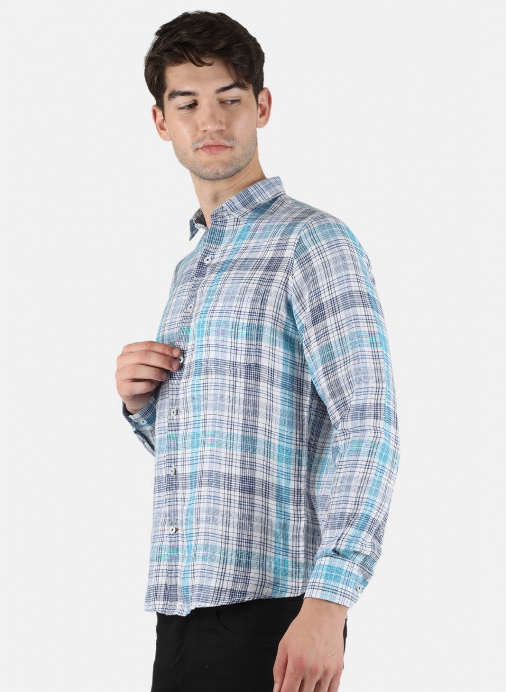 Men NAvy Blue Check Shirt