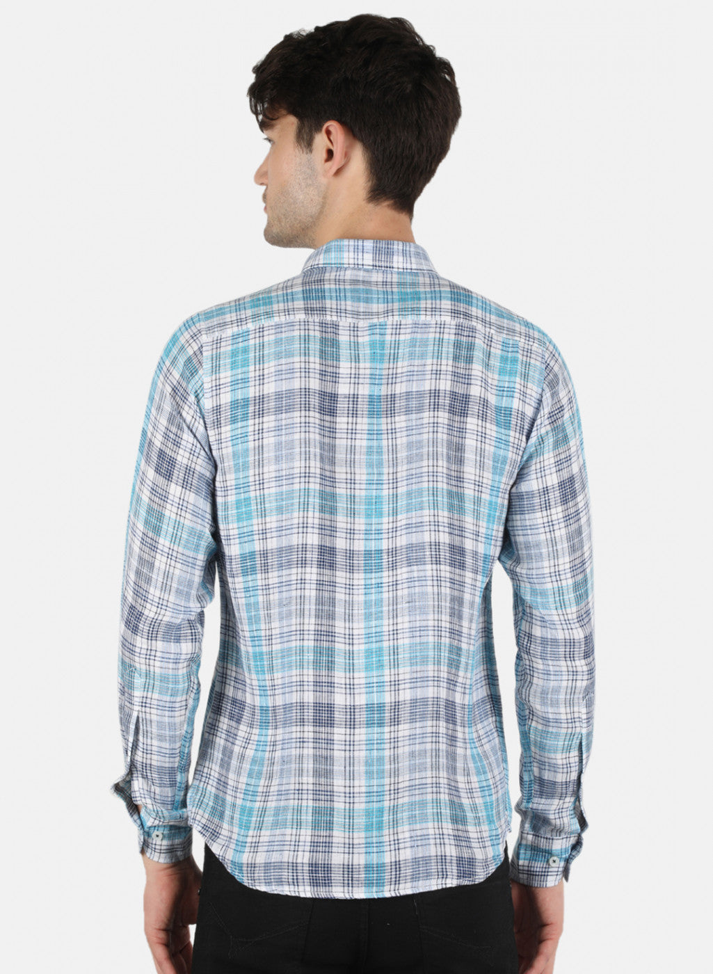 Men NAvy Blue Check Shirt