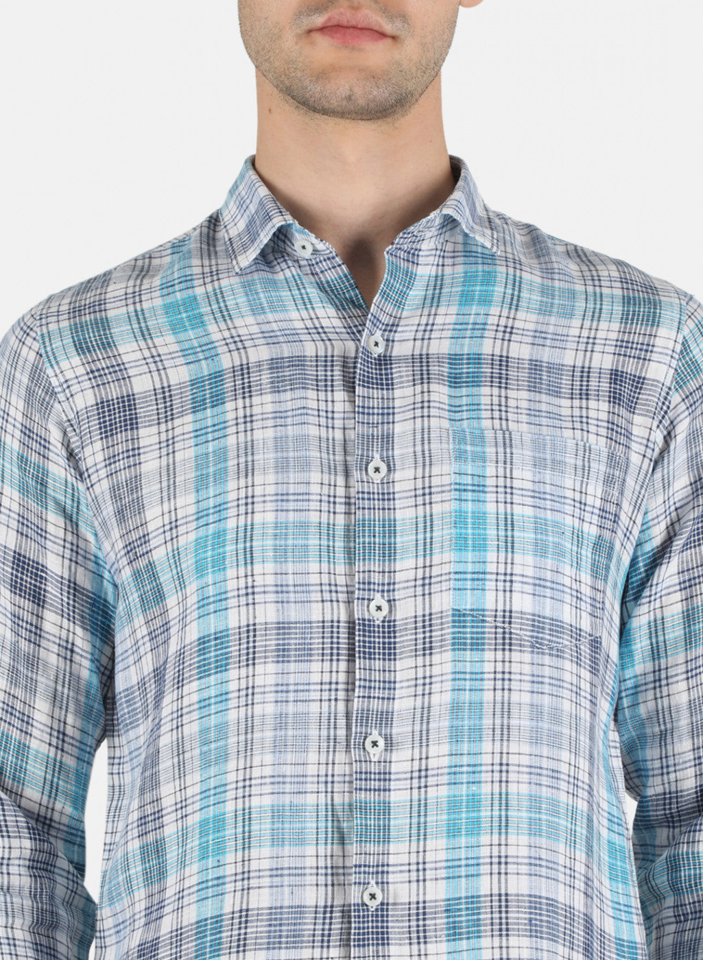 Men NAvy Blue Check Shirt