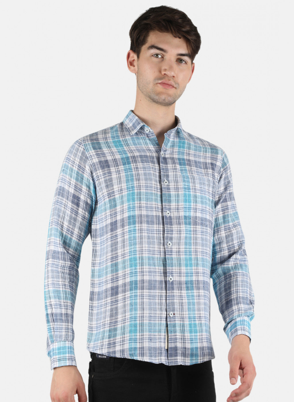 Men NAvy Blue Check Shirt