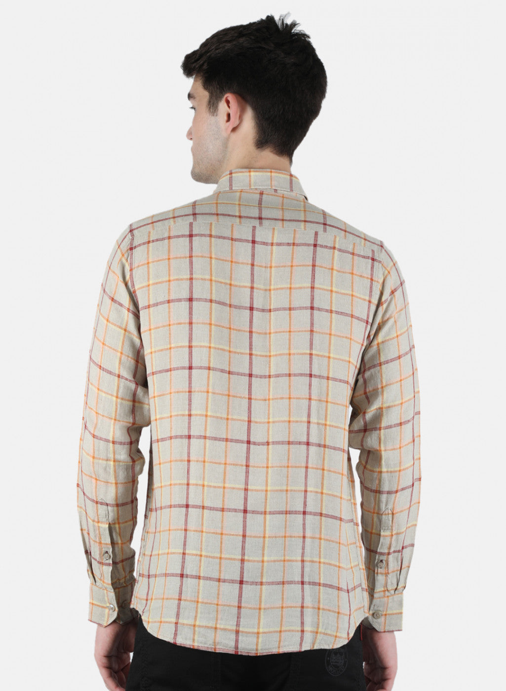 Men Beige Check Shirt