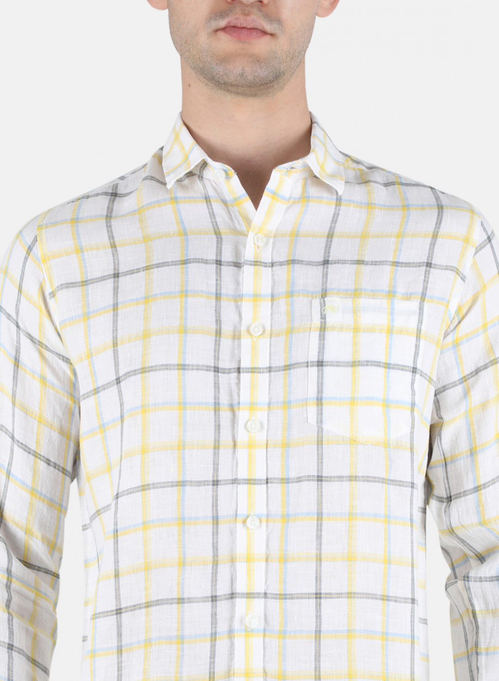 Men White Check Shirt