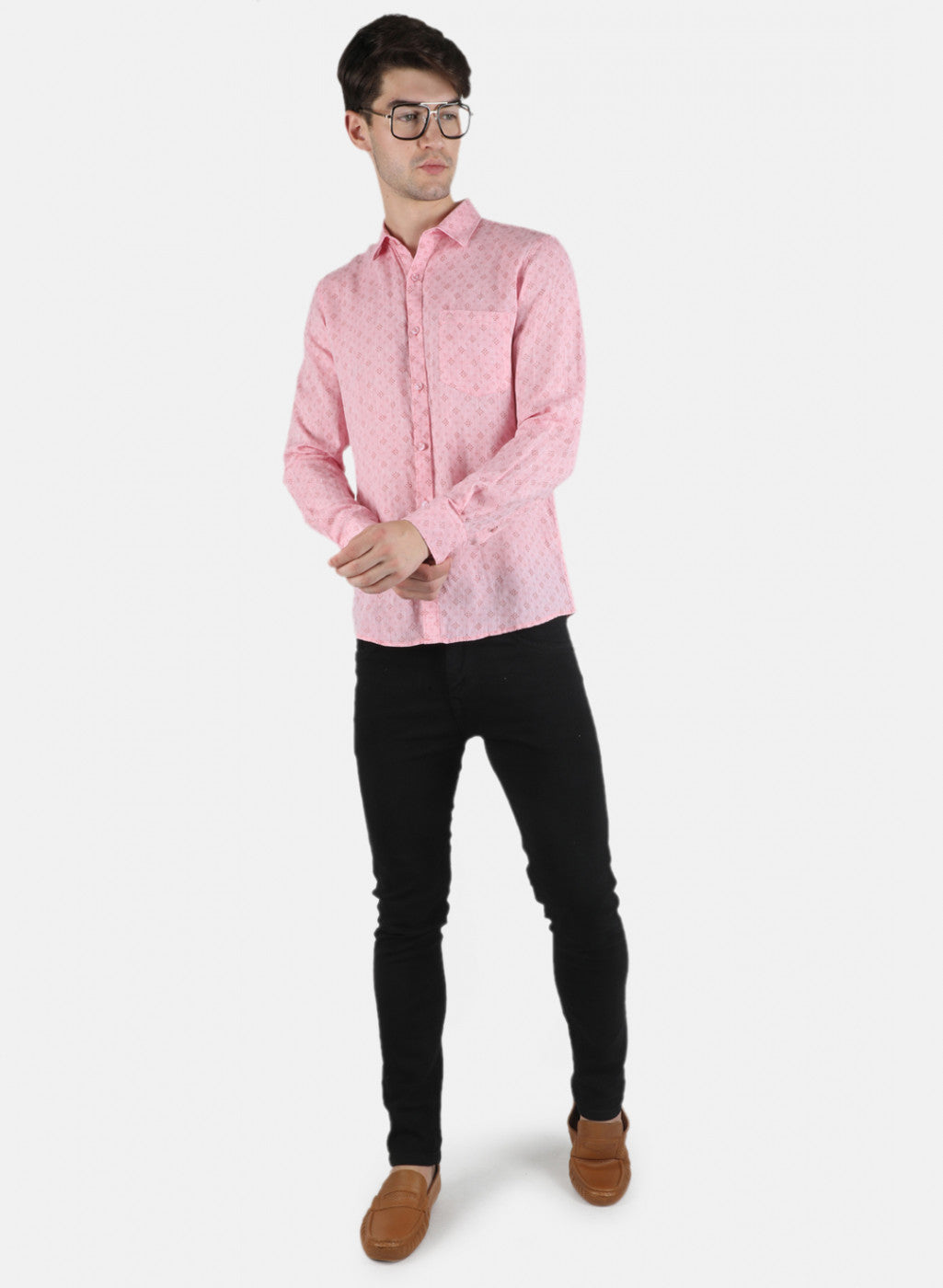 Men Pink Printed Shirt