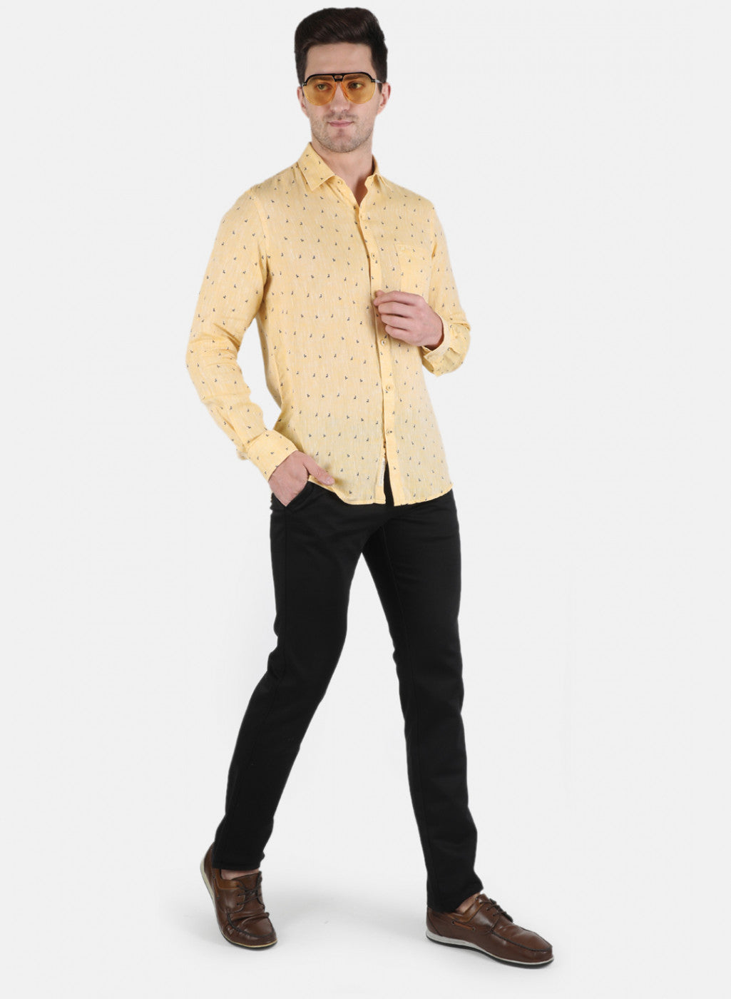 Men Yellow Printed Shirt