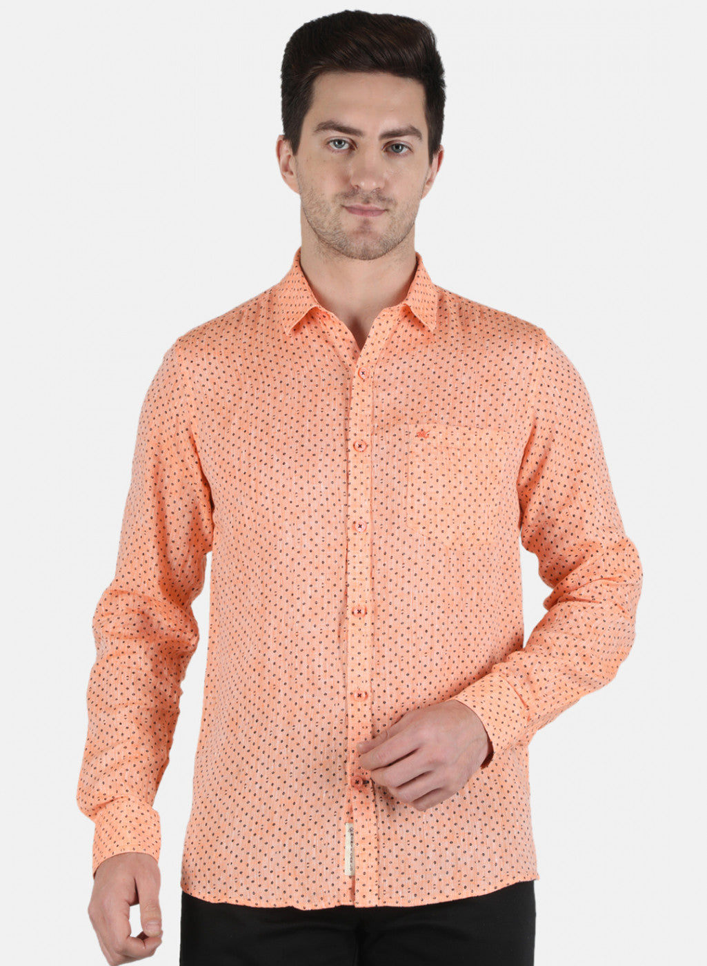 Men Orange Printed Shirt