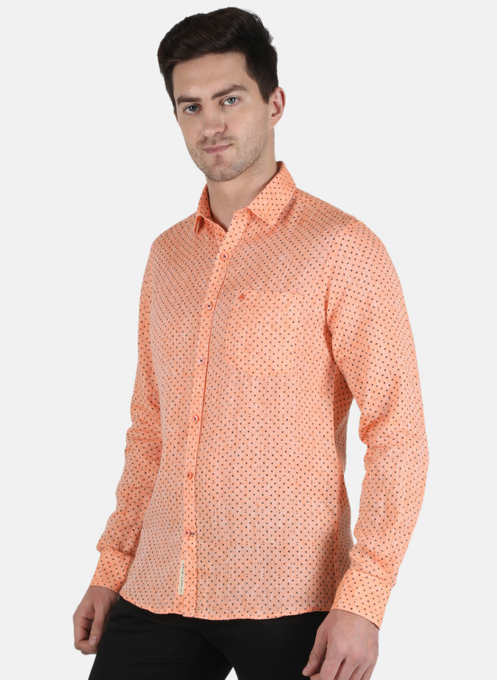 Men Orange Printed Shirt