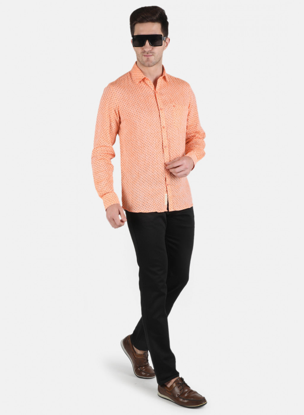 Men Orange Printed Shirt