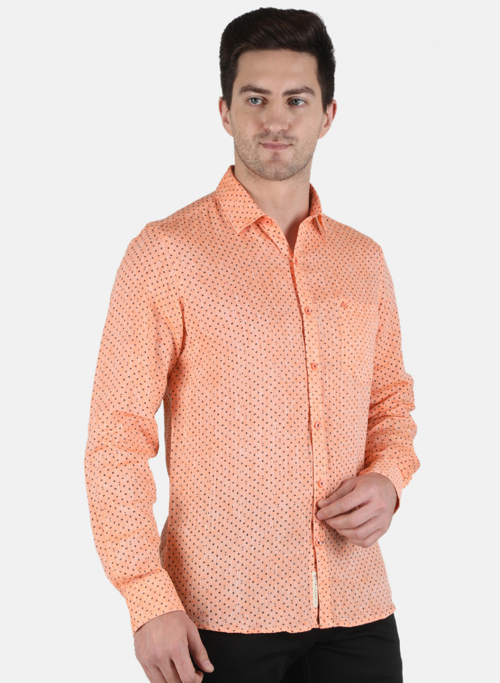 Men Orange Printed Shirt