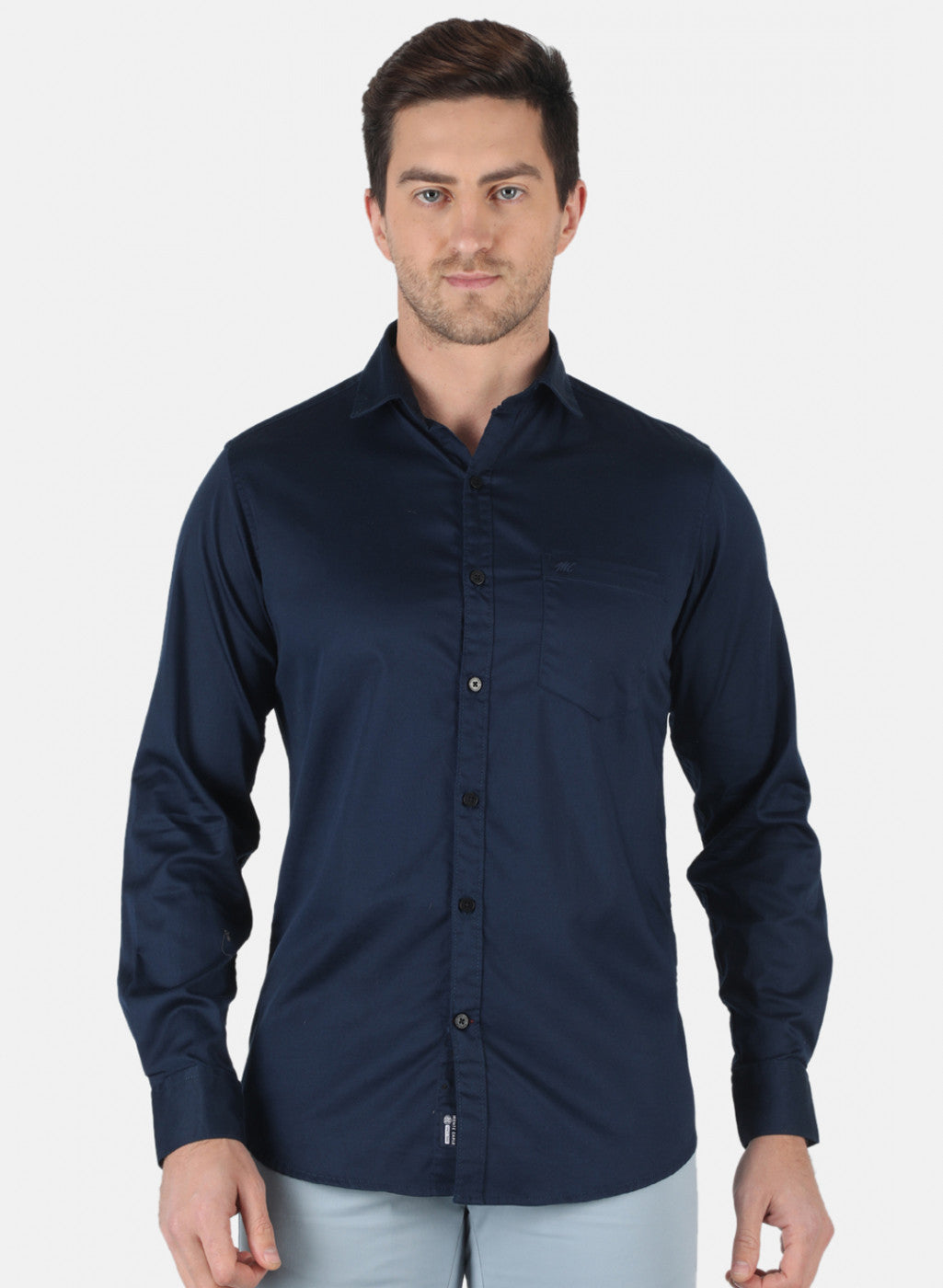 Men NAvy Blue Solid Shirt