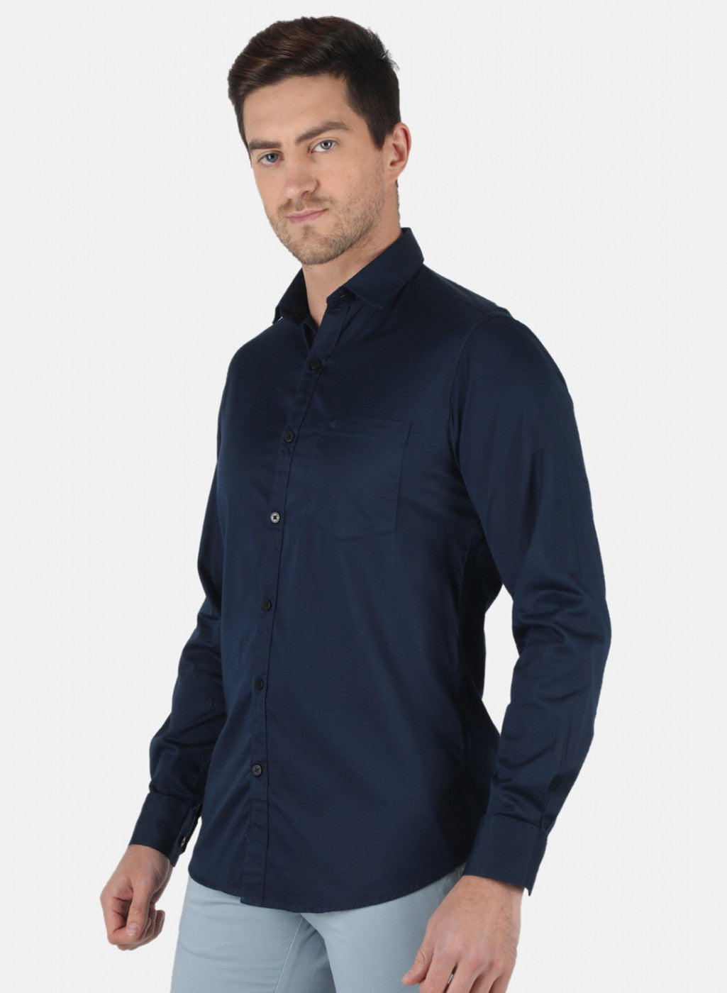 Men NAvy Blue Solid Shirt