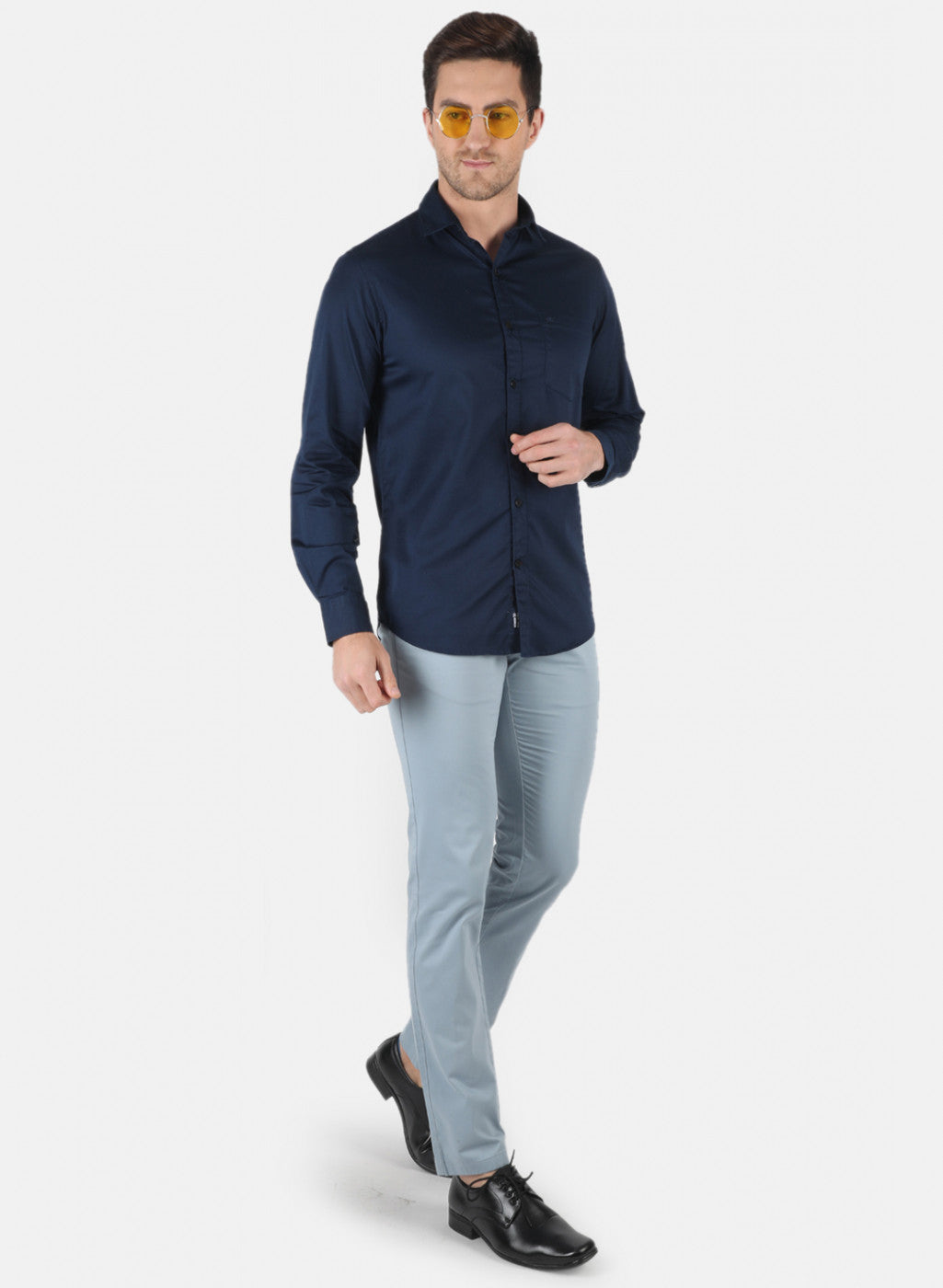 Men NAvy Blue Solid Shirt