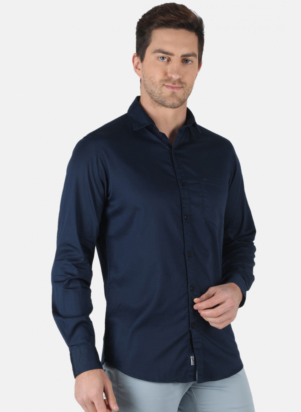 Men NAvy Blue Solid Shirt