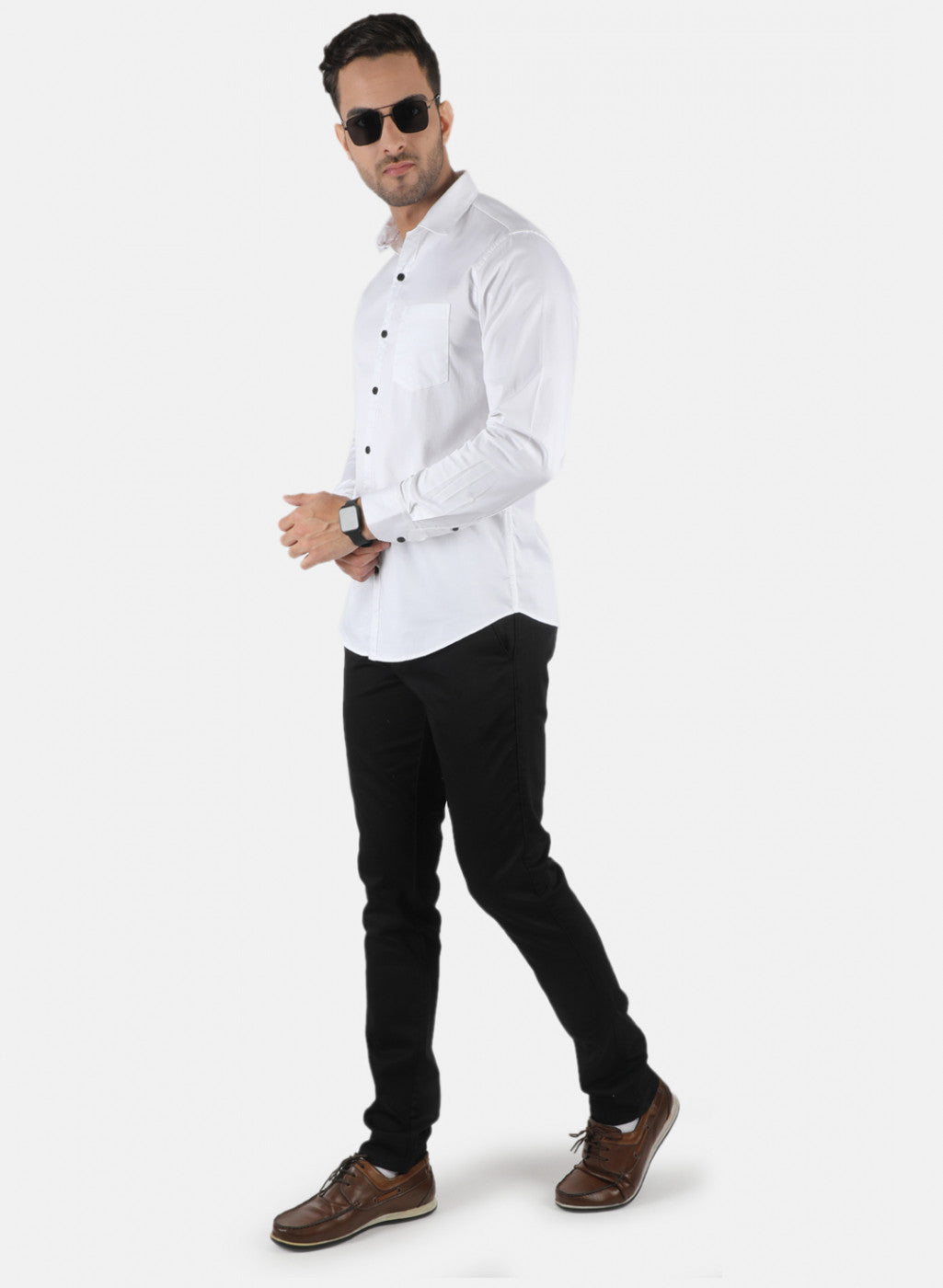 Men White Solid Shirt