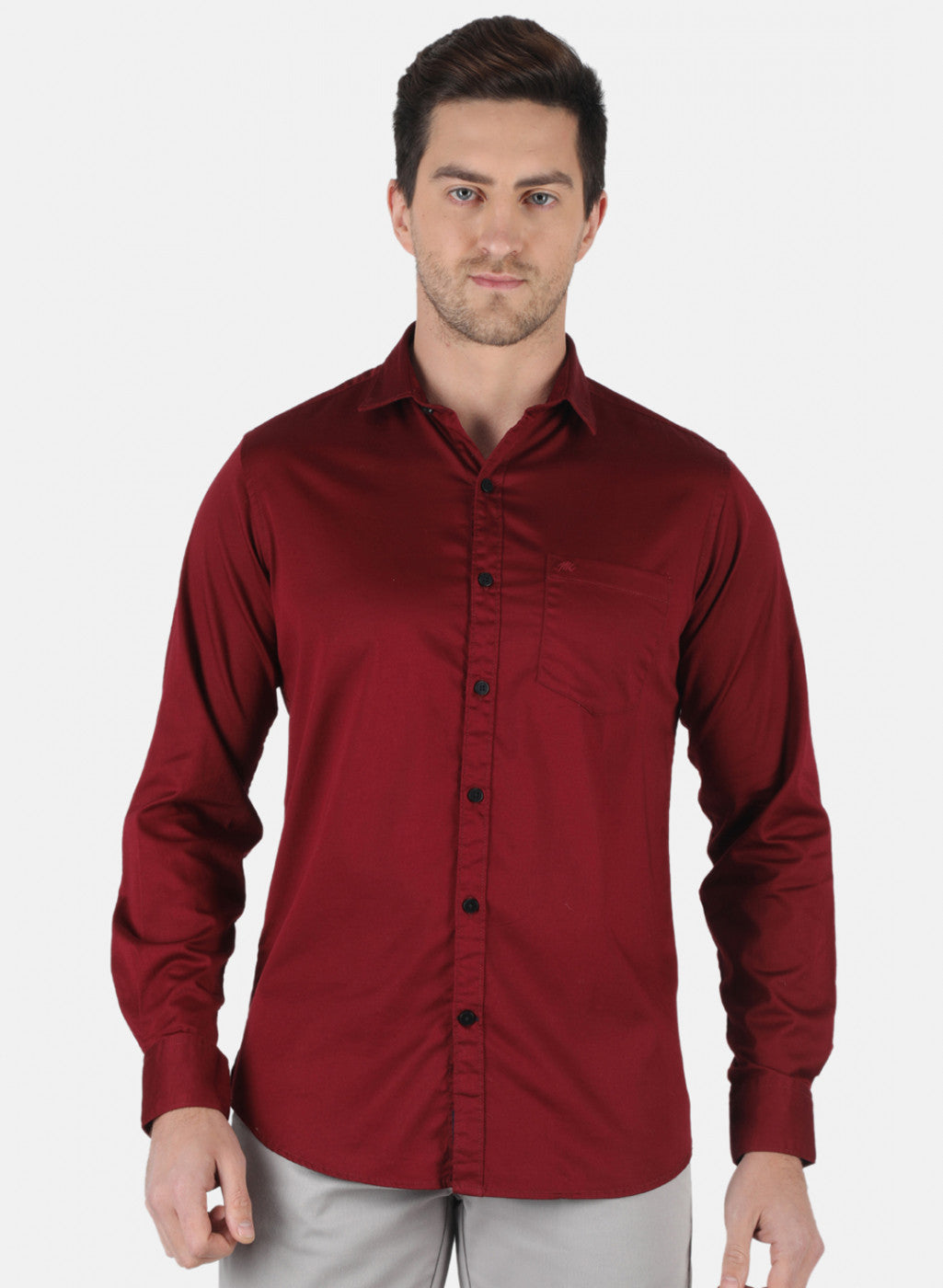 Men Maroon Solid Shirt