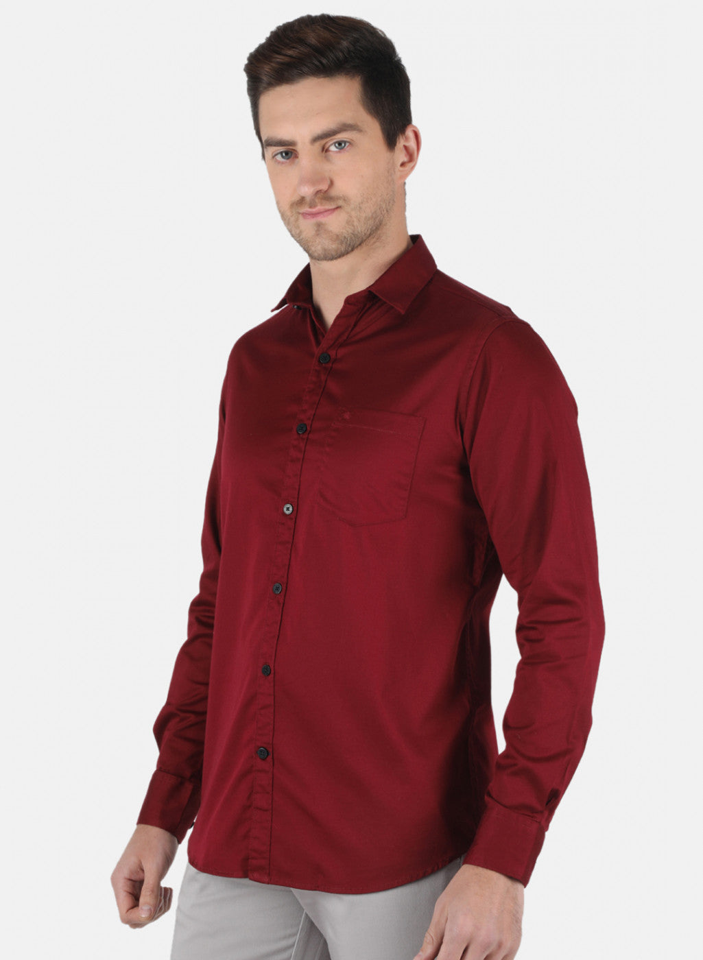 Men Maroon Solid Shirt