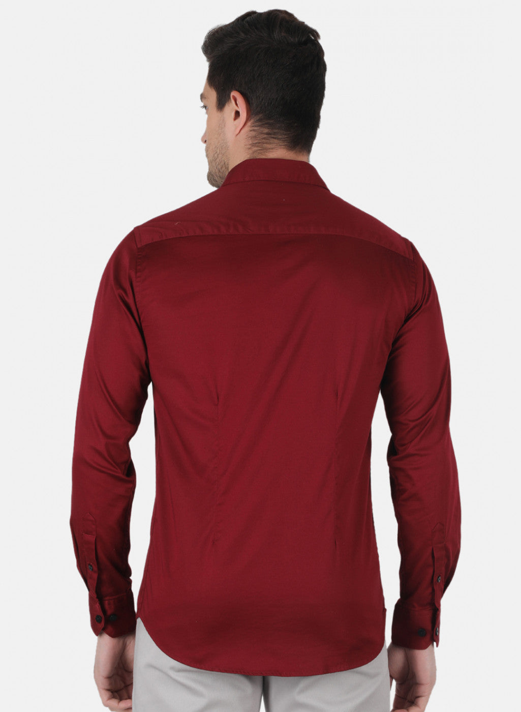 Men Maroon Solid Shirt