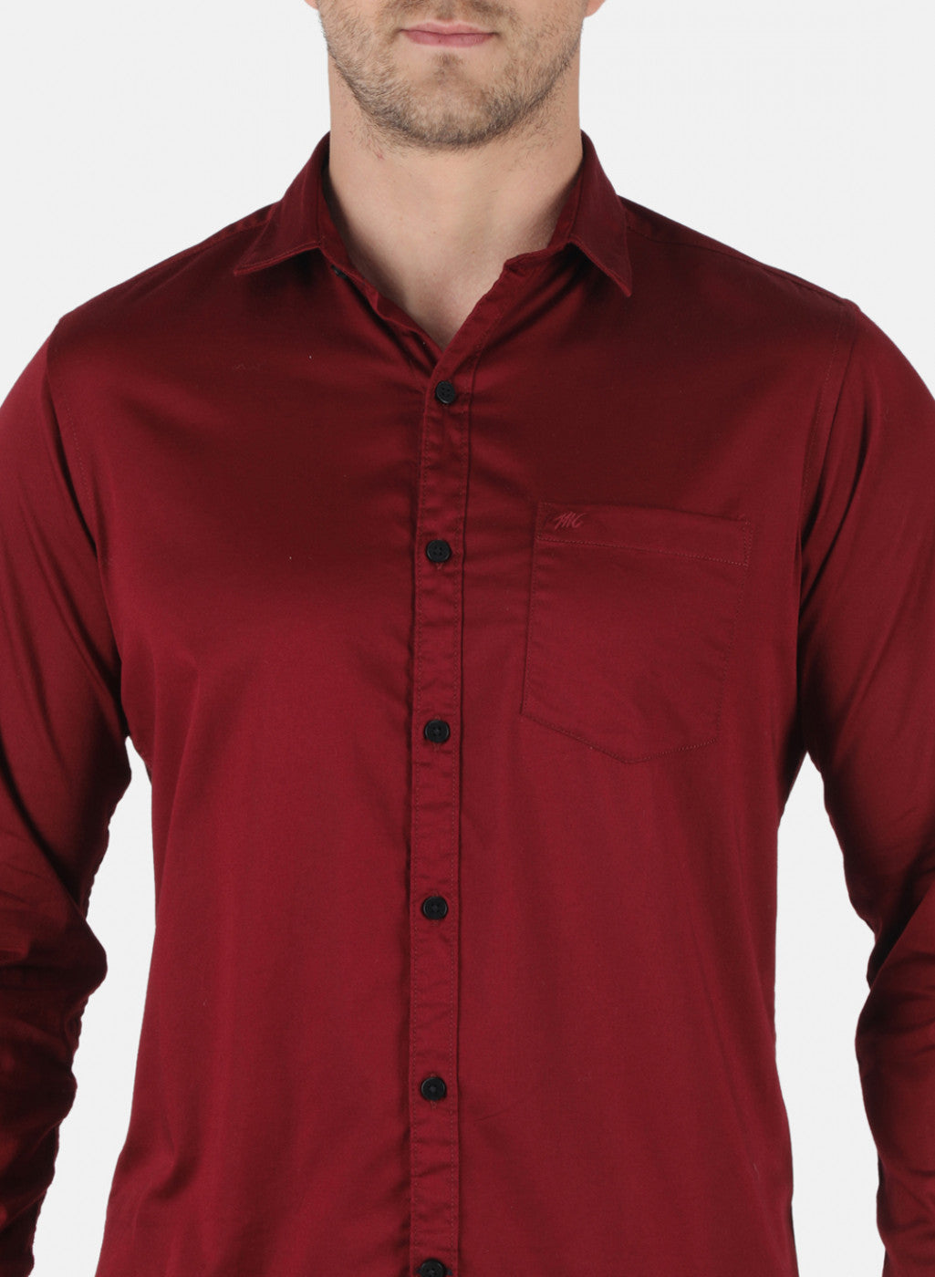 Men Maroon Solid Shirt