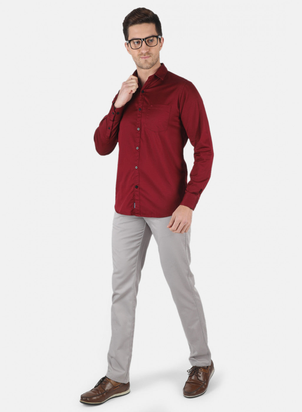 Men Maroon Solid Shirt