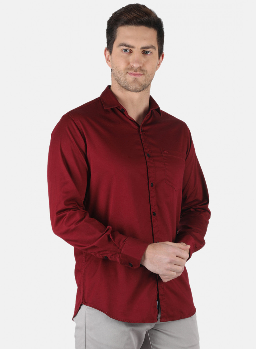 Men Maroon Solid Shirt