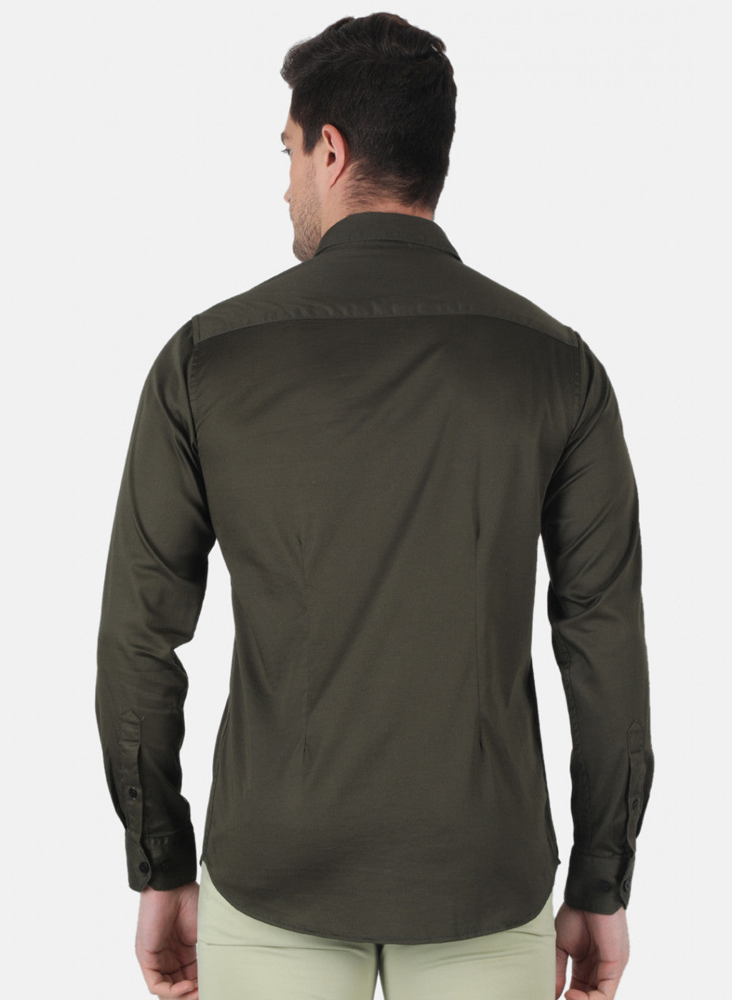 Men Olive Solid Shirt