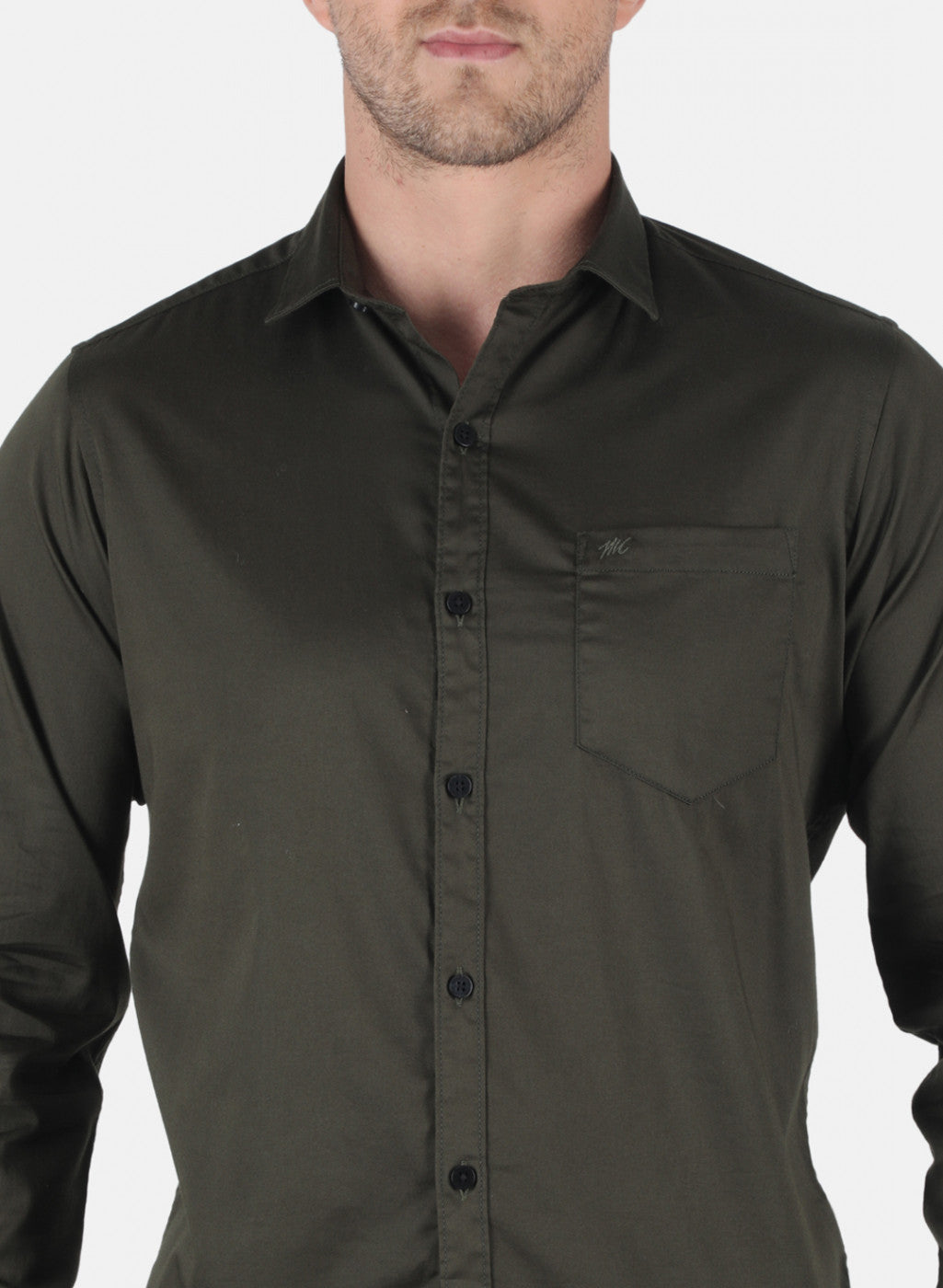 Men Olive Solid Shirt