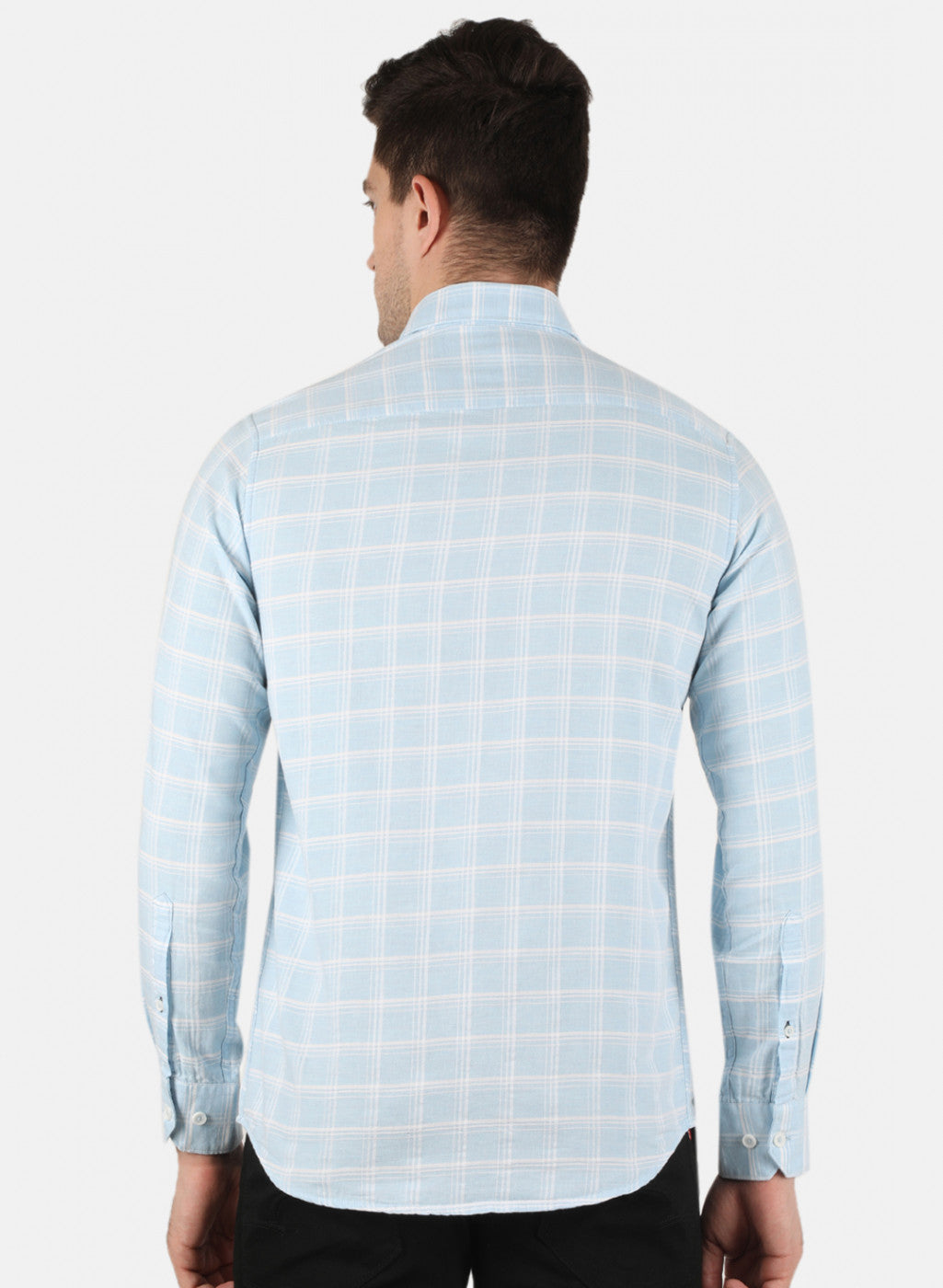 Men Blue Check Shirt