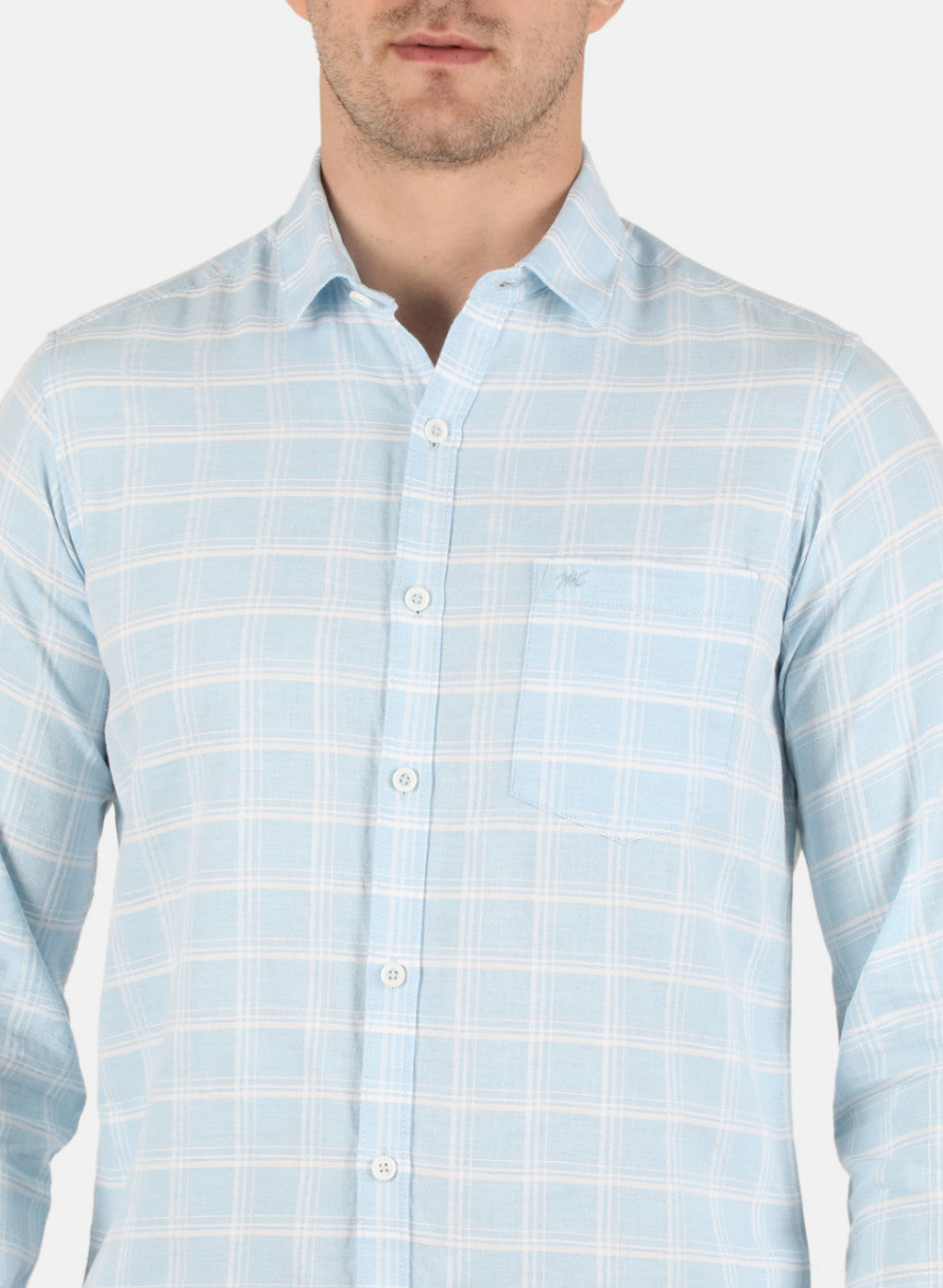 Men Blue Check Shirt