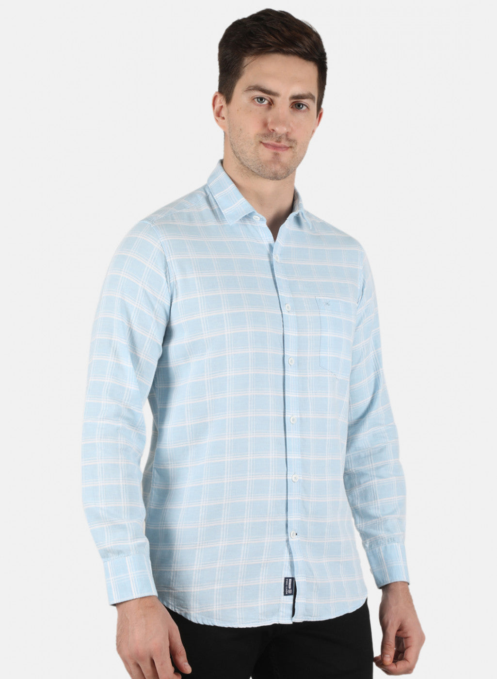 Men Blue Check Shirt