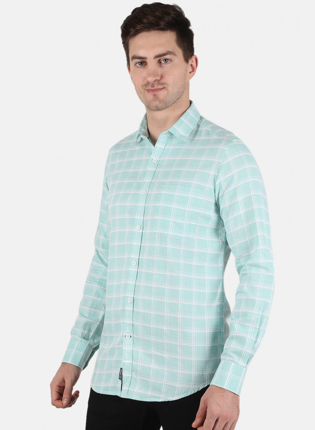 Men Green Check Shirt