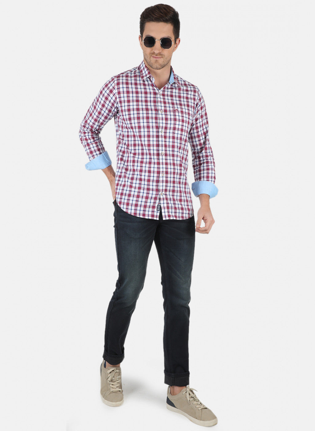 Men Red Check Shirt