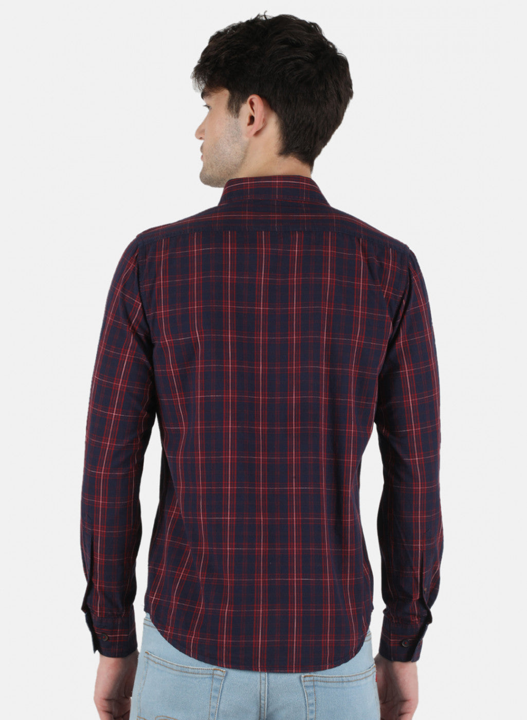 Men Maroon Check Shirt