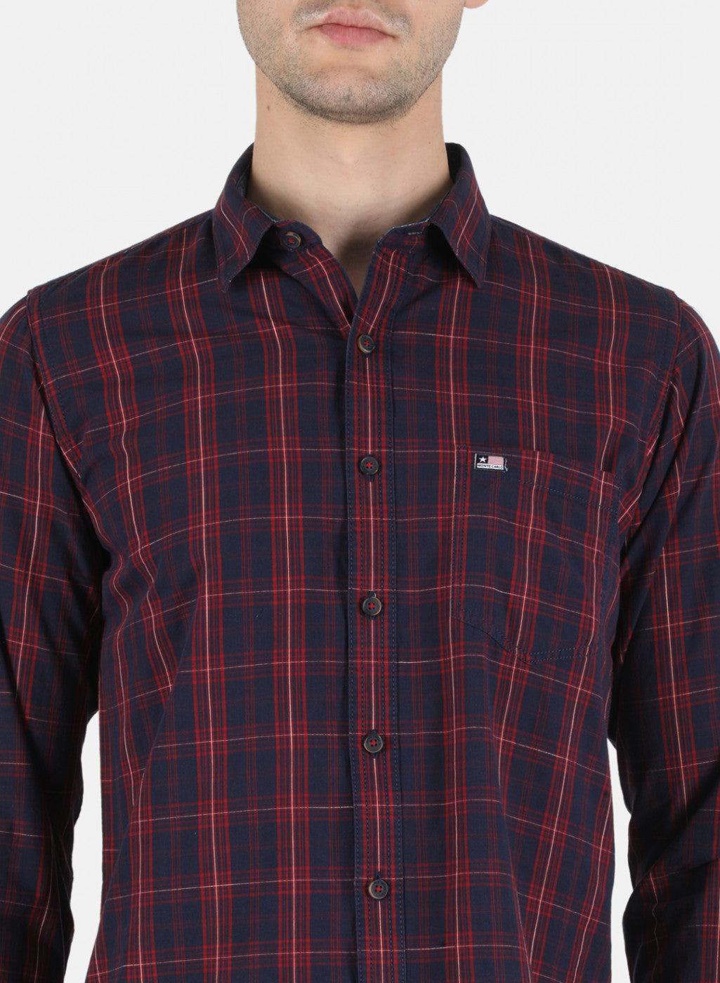 Men Maroon Check Shirt