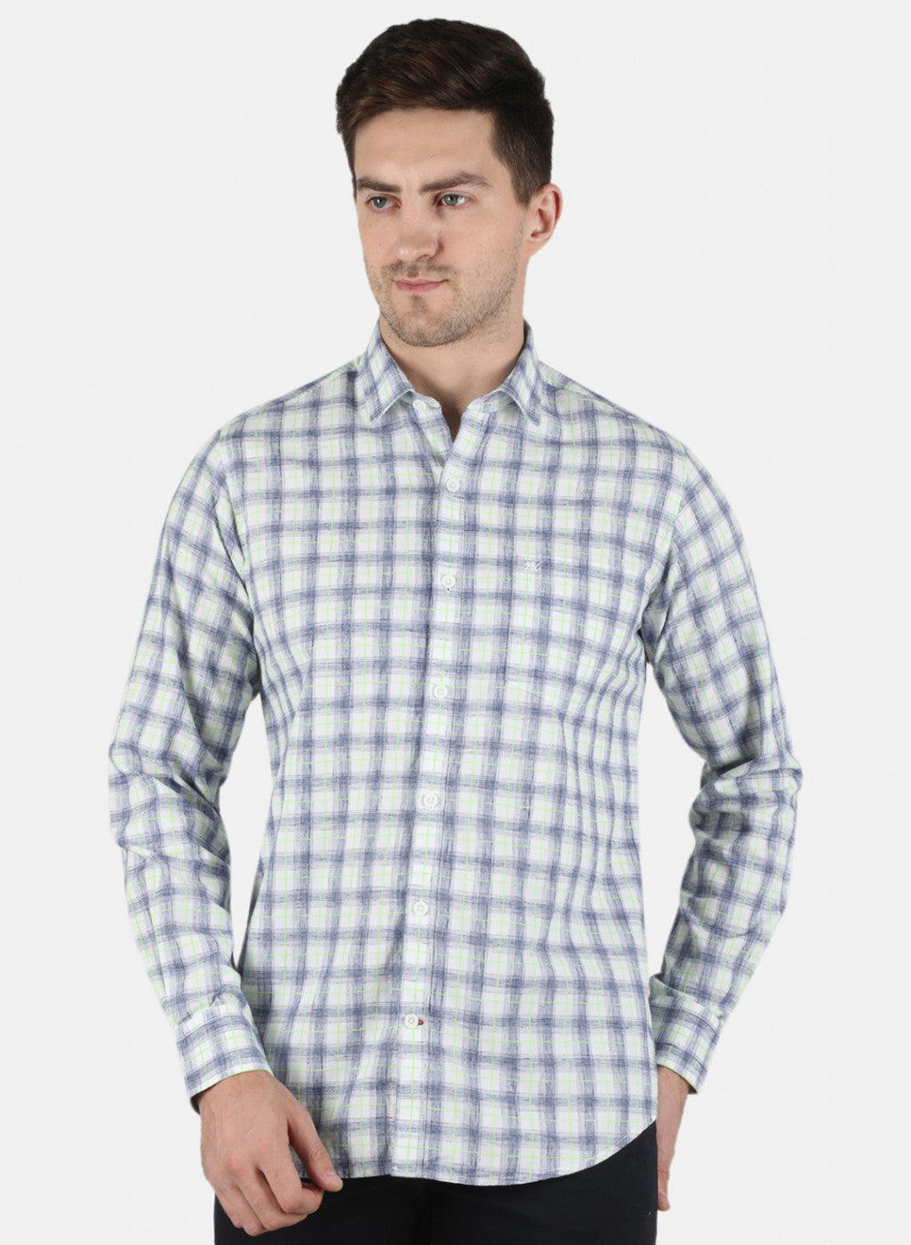 Men NAvy Blue Check Shirt