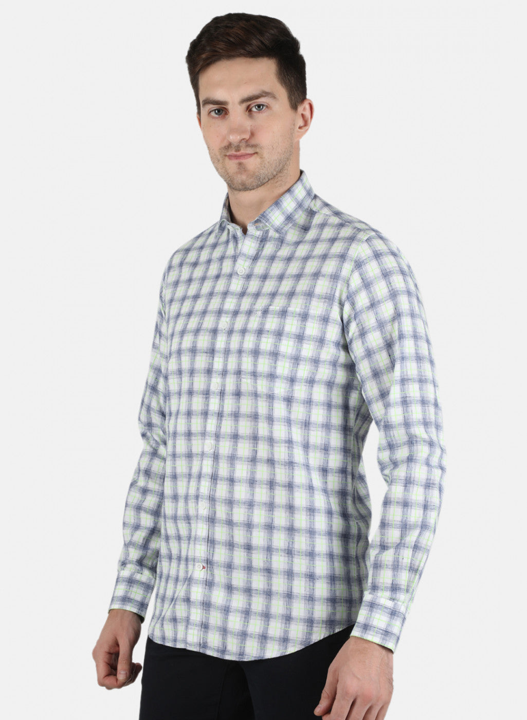 Men NAvy Blue Check Shirt