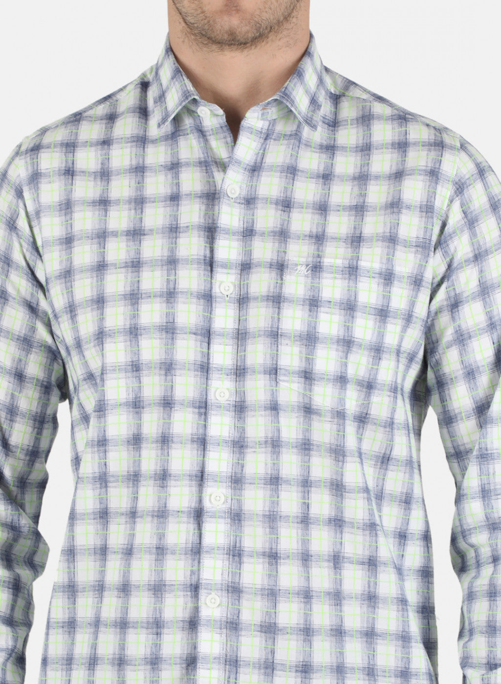 Men NAvy Blue Check Shirt