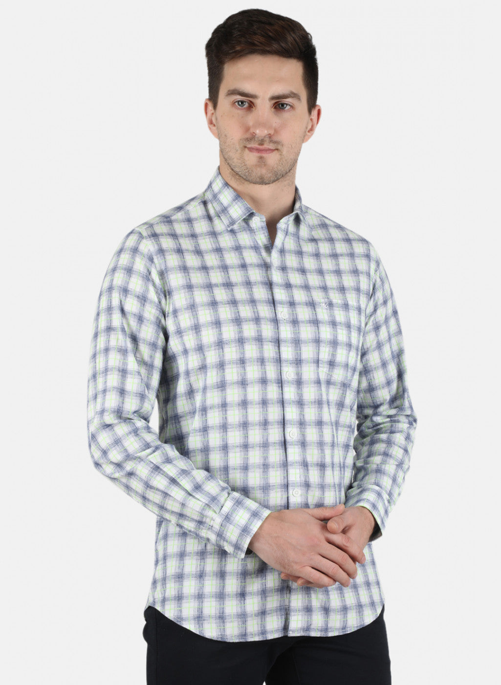 Men NAvy Blue Check Shirt